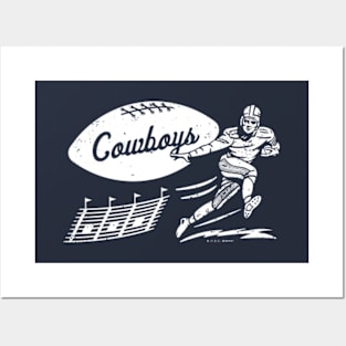 Vintage Football - Dallas Cowboys (White Cowboys Wordmark) Posters and Art
